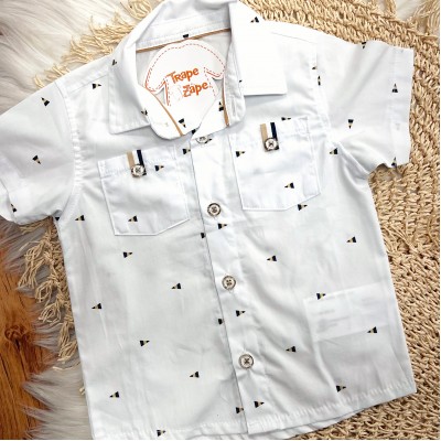 Conj. Camisa Triângulos e Bermuda - Branco e Marinho